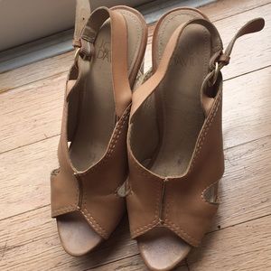 Joan and David leather wedges